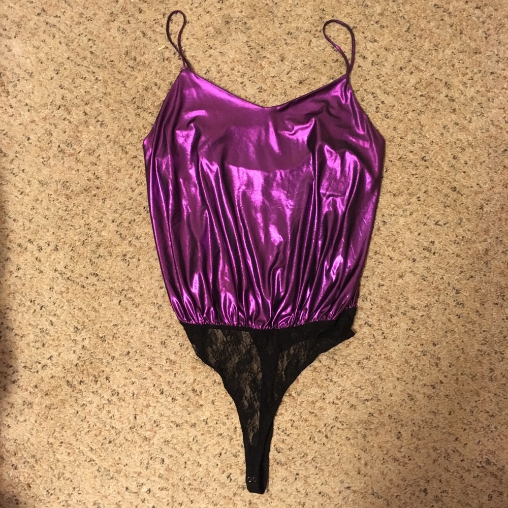 NWOT Free People purple metallic bodysuit